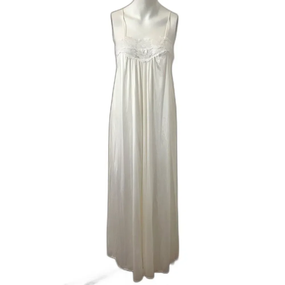 Val Mode Vintage Lace & Satin Slip Maxi Night Gown FLAWED M - Picture 2 of 16